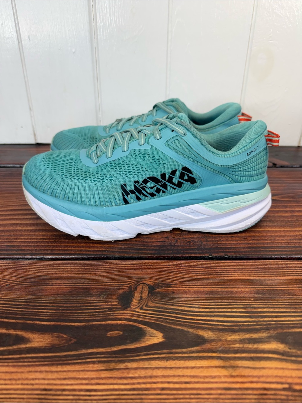 HOKA Bondi 7 Women’s Size 8 Blue Aqua Teal Running Walking Shoes Sneakers